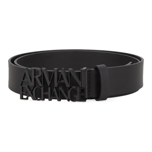ARMANI EXCHANGE Emblem Tower Buckle Smooth Clasp Leather Belts Men's Black