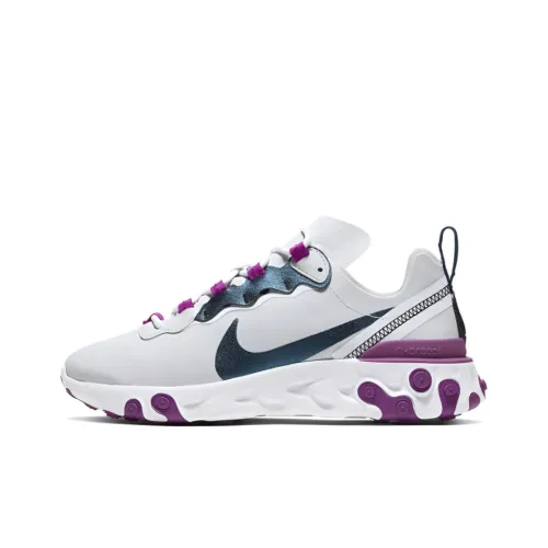Nike React Element 55 Амортизирующие шоки противоскользящие низкие беговые кроссовки женские серо-фиолетовые