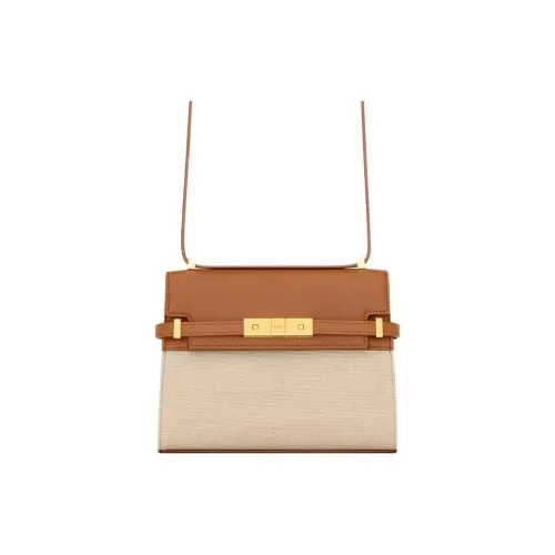 SAINT LAURENT Сумка через плечо из ткани с коровьей кожей мини-сумка женская пустыня и коричневый