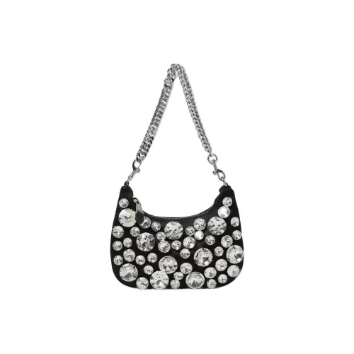 MOSCHINO Сатиновая сумка через плечо маленькая женская черная