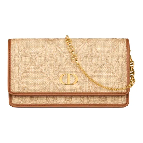 DIOR Caro Естественный Рафия Клатч Женский Светло-Коричневый