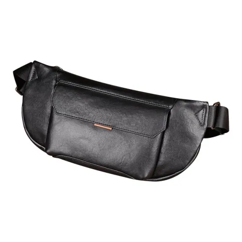 DOSRFINI Коровья кожа Обхват талии Сумка Грудь Сумка Обычный Мужской Черный