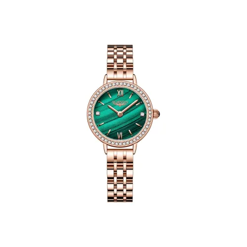 GUANQIN DS19185 Кварцевый механизм нержавеющий стальной ремешок часы женские зеленый циферблат