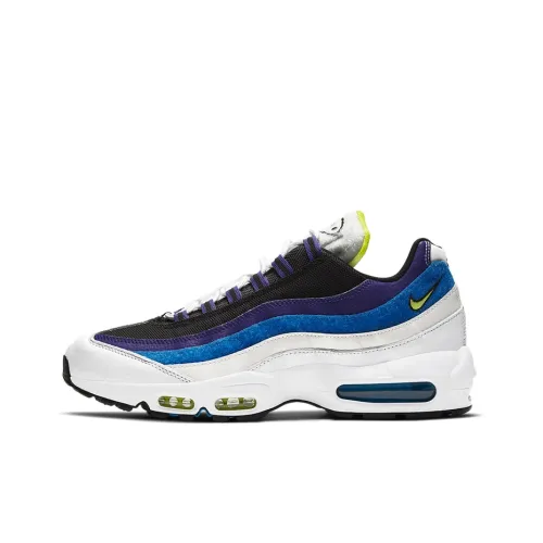 Nike Air Max 95 Low Топ Марафон Беговые кроссовки Мужской Черный синий фиолетовый Лицо Текст
