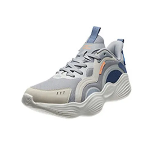 Erke Slip-resistant Abrasion-resistant Breathable Low-Top Running Shoes Men's Gray Blue Эрке Противоскользящий Устойчивый к износу Дышащие Низкие Кроссовки для бега Мужские Серый Синий