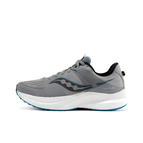 Saucony Tempus TanTu 1 Амортизаторы Shock Absorbers Противоскользящие Устойчивые к истиранию Низкий Топ Беговые кроссовки Мужские Серый Синий