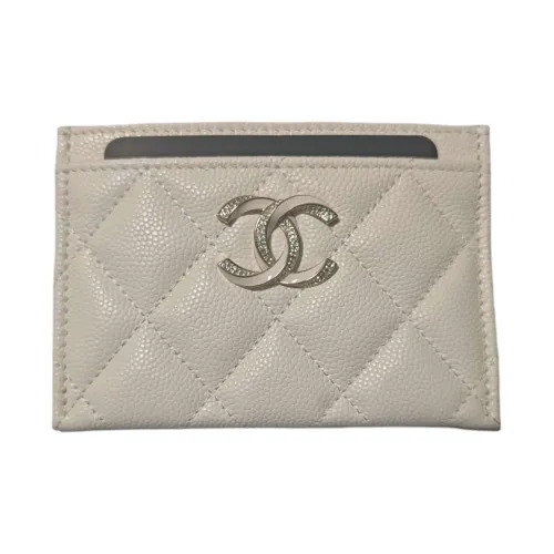 CHANEL Зернистая кожа личи коровья кожа картхолдер женский белый