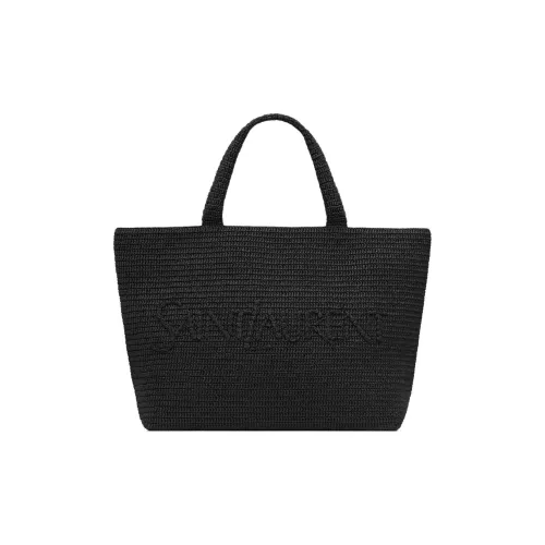 SAINT LAURENT Рафия Тоут Сумка Сумка для покупок Сумка Унисекс Черный