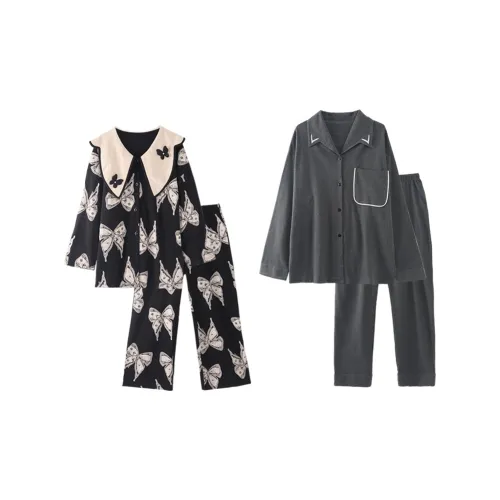 Chun Xi Черный Женские Темно-сланцево-серый Мужской Унисекс Пижамные комплекты