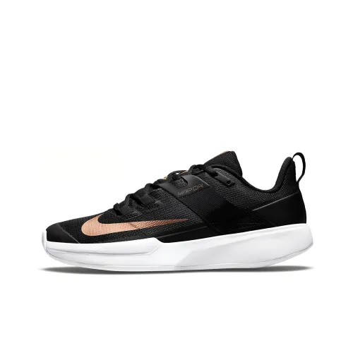 nike Court Vapor Lite Shock Absorbers Противоскользящие Устойчивые к истиранию Низкий Топ Кроссовки для тенниса Женские Черный Золотой