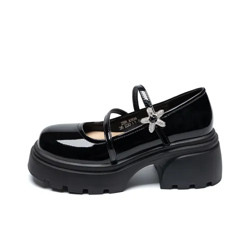 ZHR Грубый каблук Мэри Джейн туфли 6,5 см женские