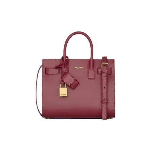 SAINT LAURENT SAC DE JOUR Телячья кожа Тоут Сумка Сумка для покупок Сумка через плечо Сумка Мини Женская Красный цвет Мерло