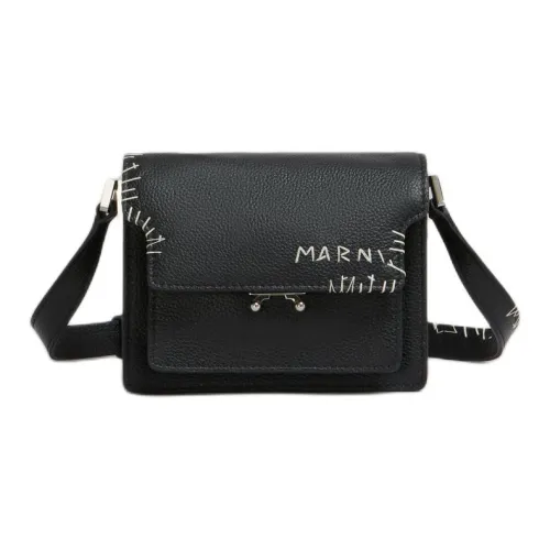 MARNI Основная часть Телячья кожа Сумка через плечо Сумка на плечо Женская Черная