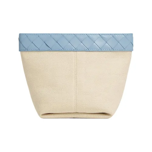 Bottega Veneta Linseed с кожаными вставками клатч маленький женский натуральный цвет и ледяной синий