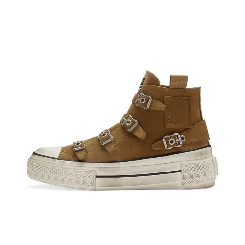 Пепельные скейтбордические кроссовки High Top Светло-коричневые Женские