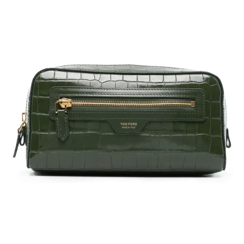 TOM FORD Клатч из телячьей кожи мужской оливково-зеленый