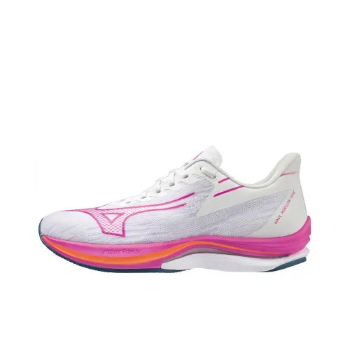 Mizuno WAVE REBELLION PRO Амортизация Износостойкий Низкий Топ Беговые кроссовки Женские Белый Розовый
