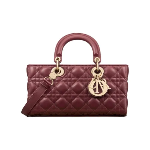DIOR LADY D Joy Lambskin Сумка Lady Dior Сумка через плечо Сумка среднего размера Женская Бордовая