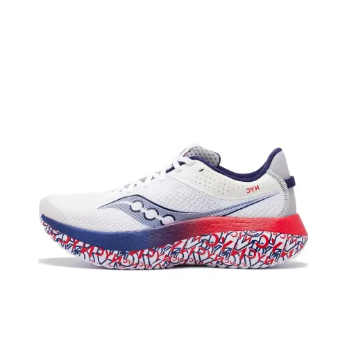 Saucony Kinvara Pro Амортизаторы Slip-resistant Низкий топ Беговые кроссовки Женские Белый Красный Синий