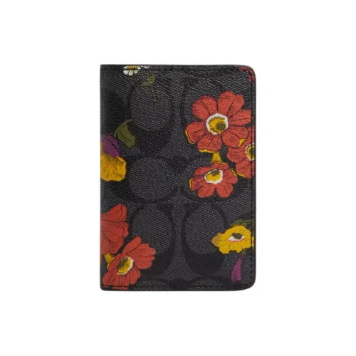 COACH Подпись Покрытый холст Кошелек Мини Мужской Бронза и Угольный Серый