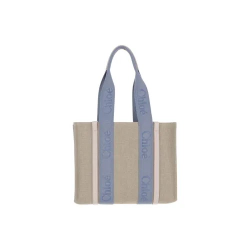 Chloe Древесный Лён Холст Кожа Тоут Сумка Сумка для покупок Холст Сумка Одно плечо Средняя Женская