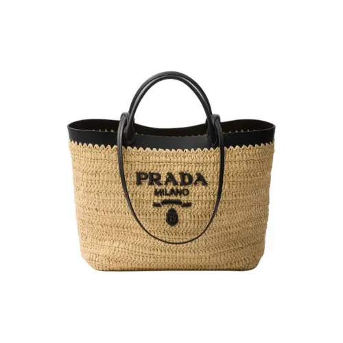 PRADA Raffia Сумка Средняя Женская Коричневая и Черная