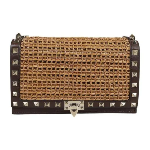 Valentino Rockstud Рафия Сумка через плечо Женская Табак Какао