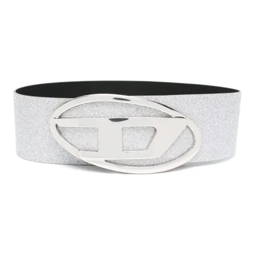 DIESEL Emblem Логотип Плавная пряжка Ремни Женские Серебряный Ширина 8,5 см