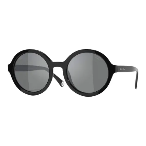 CHANEL Ацетат Круглые Солнцезащитные очки Мужские Черные