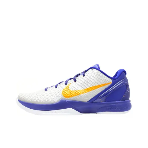 Nike Zoom Kobe 6 Lakers Дом Шокабассореры Противоскользящие Низкий Топ Баскетбольные Кроссовки Мужские Белый Фиолетовый