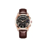 5531-Розовый корпус, черный циферблат, коричневая кожа [Включает черную коробку]