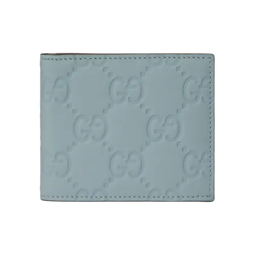 GUCCI Rubber Effect Leather Wallet Men's Light Blue GUCCI Резиновый Эффект Кожа Кошелек Мужской Светло-Синий