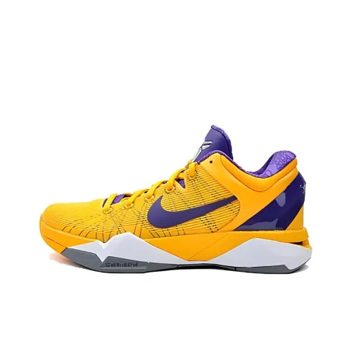 Nike Zoom Kobe 7 System X Low Топ Баскетбольные кроссовки для игры Мужской Фиолетовый Золотой Несовпадающие