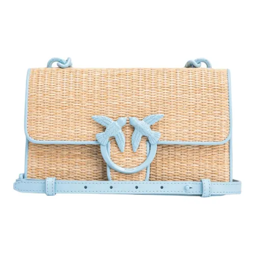 PINKO Рафия с льняной тканью Сумка через плечо Сумка на плечо Женская Синяя и Древесная