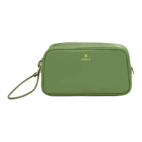 Furla Nylon Clutch Makeup Bag Extra Large Women's Moss Green