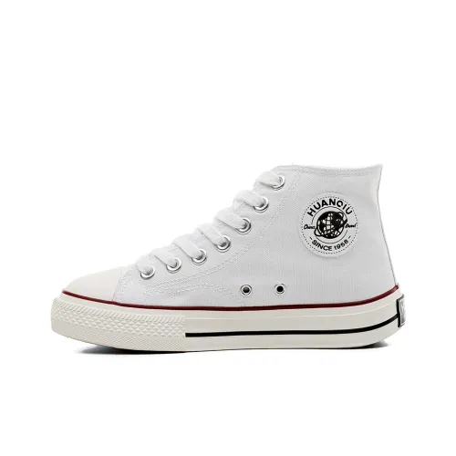 HUANQIU Canvas Shoes MID Top White Red Women's