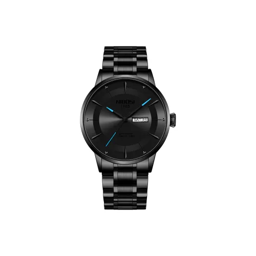 NIBOSI 1985 Кварцевый механизм нержавеющая сталь ремешок унисекс черный циферблат модель Ni2607