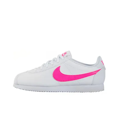 Nike Cortez Устойчивые к истиранию Дышащие Низкие Беговые кроссовки Унисекс Белый Розовый