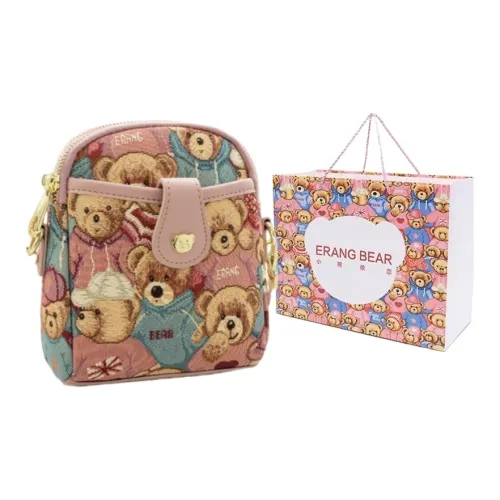 ERANGBEAR Ткань Сумка через плечо Сумка на плечо Мини Женская Медведица Розовая Медведица Красная