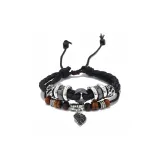 Черный многоотделенный брадированный лист браслет