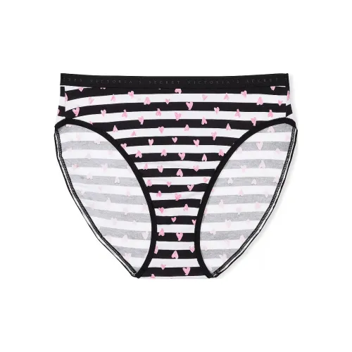 Victoria's Secret Эластичный хлопок Высокая нога Трусики Полоса Нижнее белье Женское 1 упаковка Черный Белый Полосы