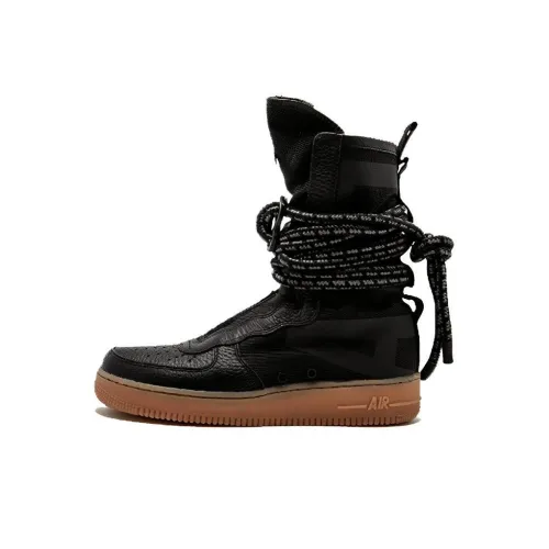 Nike Air FORCE 1 Черный Gum Non Slip Легкий Высокий Топ Скейтбординг Кроссовки Мужские Черные