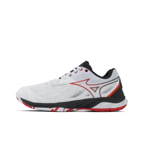 Mizuno Wave Fang 2 Амортизирующие подошвы Дышащая низкая верхняя обувь для бадминтона Унисекс Белый Красный