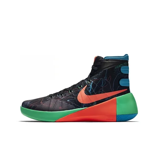 Nike Hyperdunk 2015 Нескользящий Легкий Высокий Топ Баскетбольные Кроссовки для Игры Мужской Черный Зеленый Красный