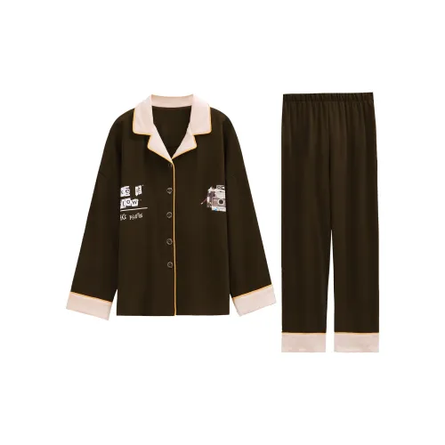 H YXIANG Пижамный комплект женский темно-армейский зеленый