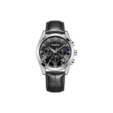 5531-Черная кожа, серебряный корпус, черный циферблат [ослепительный корпус]