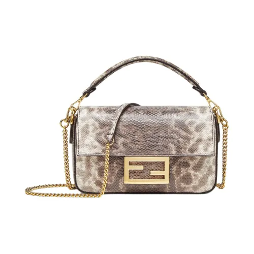 FENDI Baguette Кожа Сумка через плечо Сумка Мини Женская Светлый Умбра