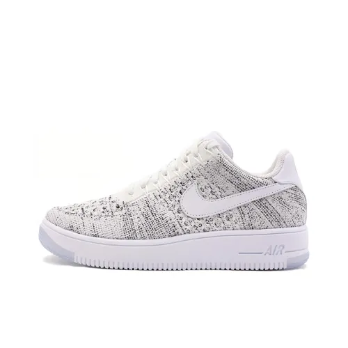 Nike Air FORCE 1 Flyknit Покрытие Противоскользящий Низкий Топ Скейтбординг Кроссовки Женские Белые Серые
