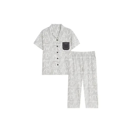 Sha Qian Пижамный комплект Летний Женский Глубокий морской синий