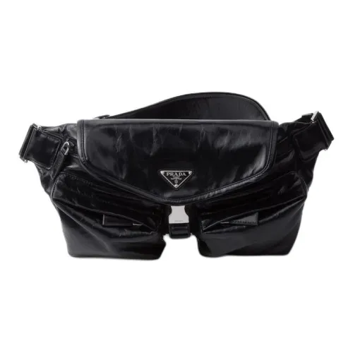 PRADA Кожа Бананка Сумка через плечо Сумка для плеча Мужская Черная